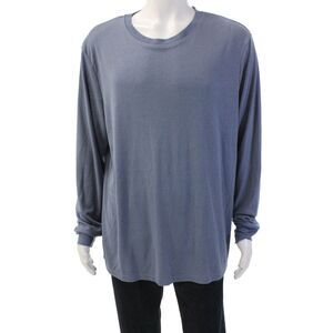 Theory Mens Solid Round Neck Long Sleeve Pullover T-Shirt Blue Size XXL